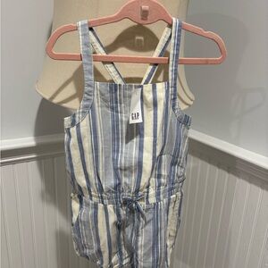 GAP Kids Blue and Cream Striped Romper, size 5. NWT